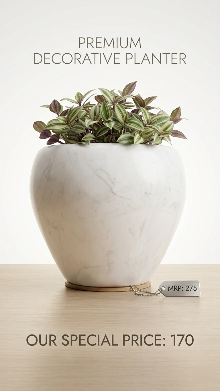 Apple Pot Decorative Planter – Luxury Marble-Finish Indoor/Outdoor Vase