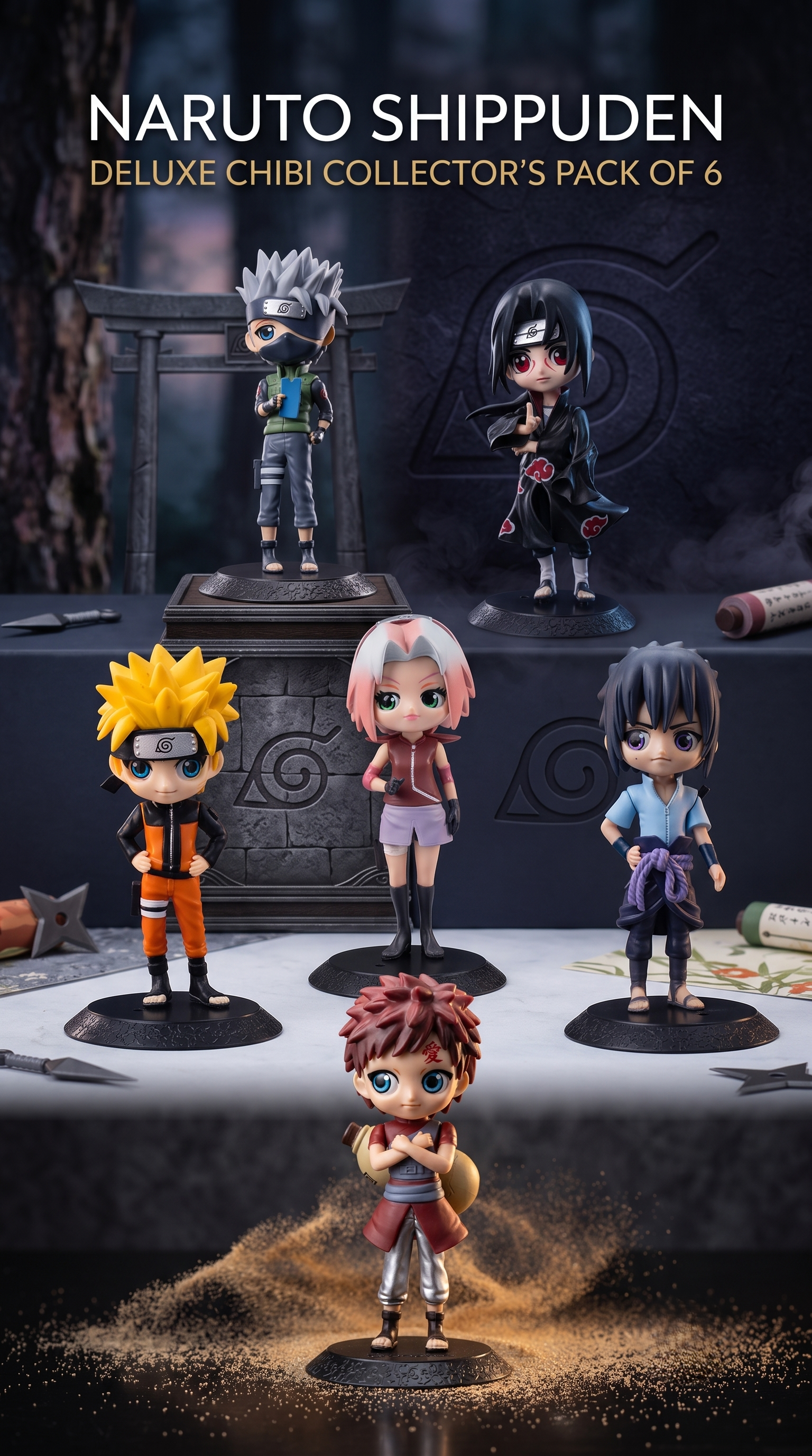 Naruto Shippuden Highly Detailed: Deluxe Chibi Collector’s Pack – Ultimate Ninja 6-Figure Set
