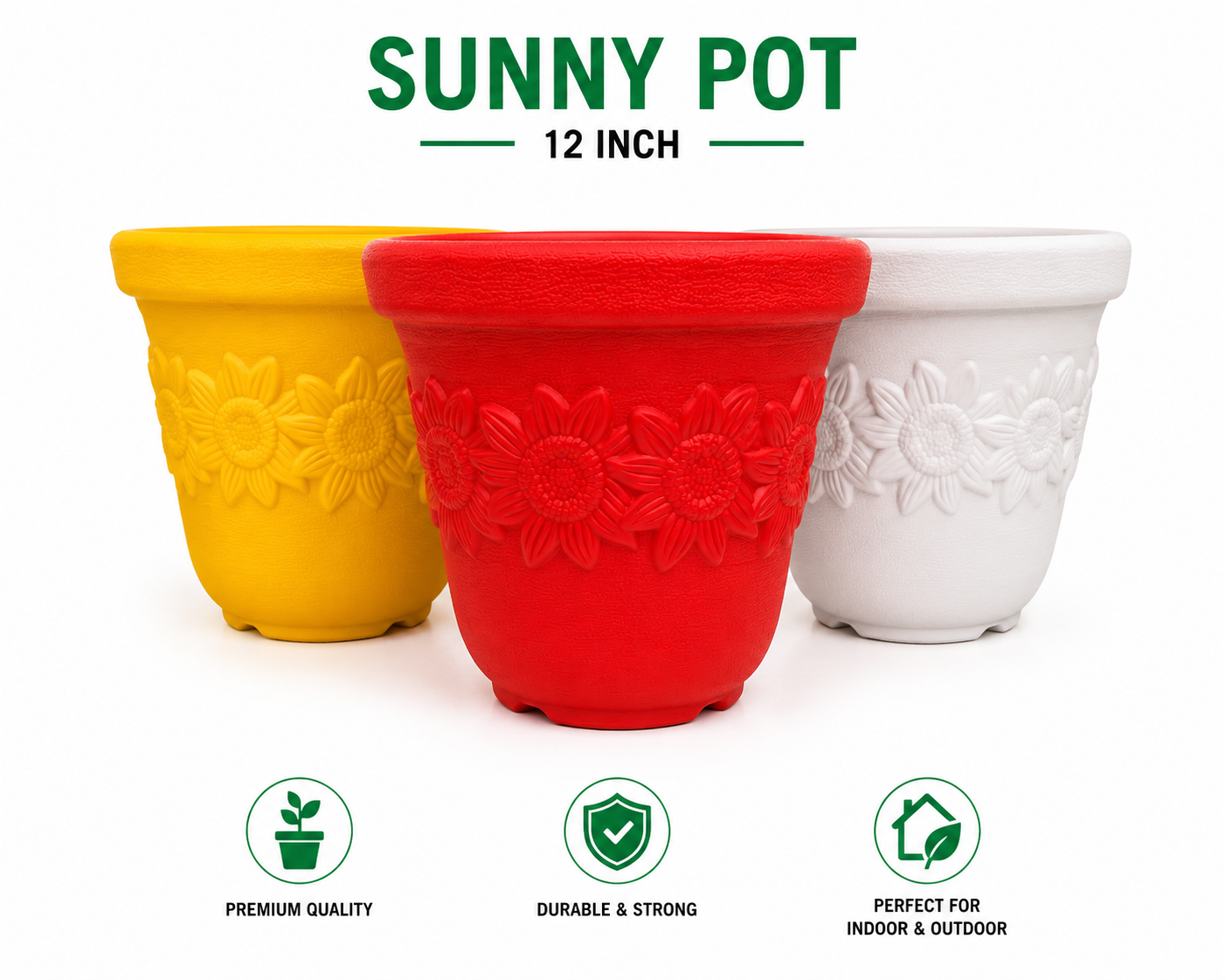 Sunny Pot Planter – Heavy-Duty Sunflower Embossed Garden Pot